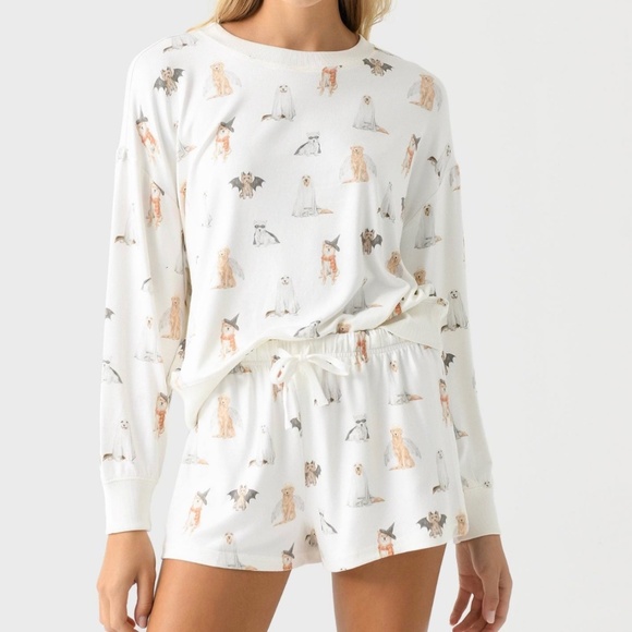 NWT, Z SUPPLY HEY BOO DOG LS SHORT SET , Size XS - Picture 1 of 8